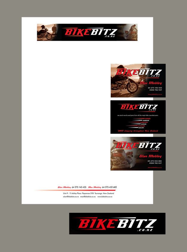 Bike Bitz Logo, Letterhead & Business Card
